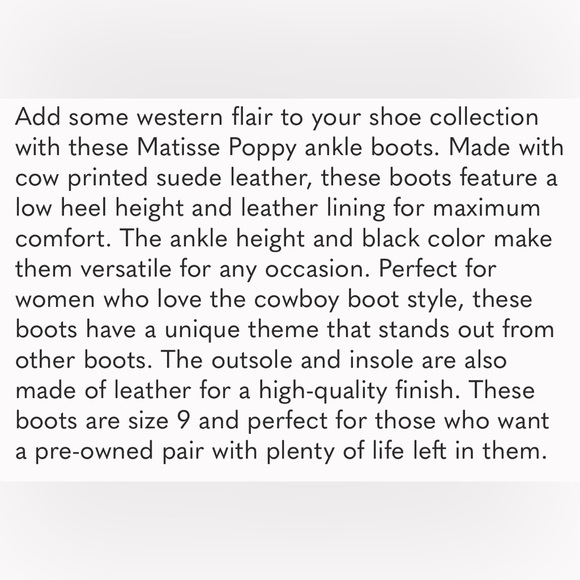 Matisse Poppy Women’s Cow Printed Suede Leather Ankle Boots- excellent condition - Picture 5 of 5